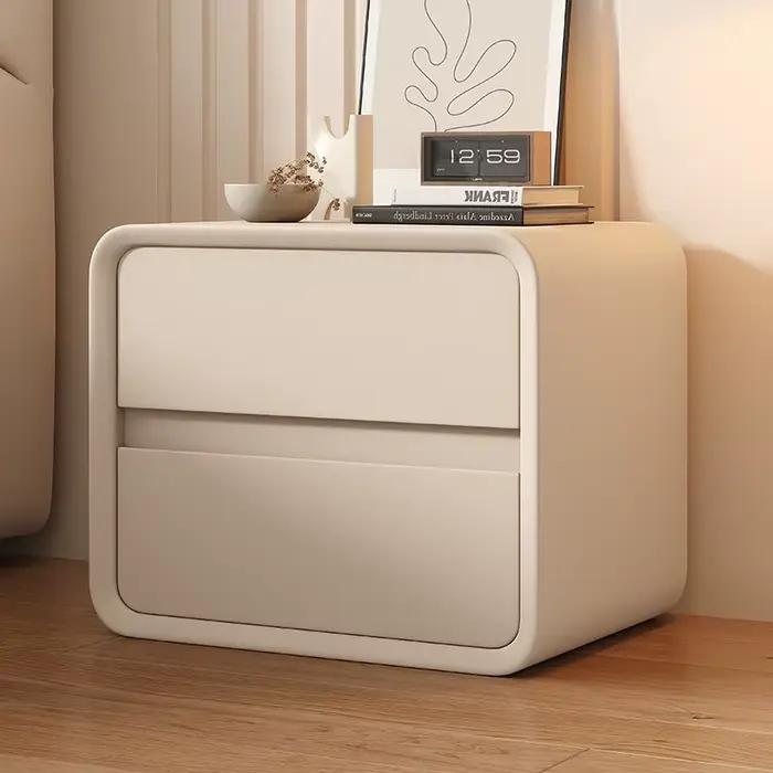 Table de chevet meuble d'appoint de lit de luxe table de chevet moderne en bois massif en microfibre