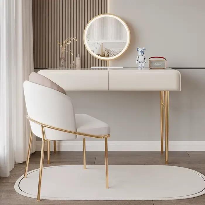 Coiffeuse Design miroir lumineux, chaise blanche, coiffeuse pour chambre De filles, rangement De bij