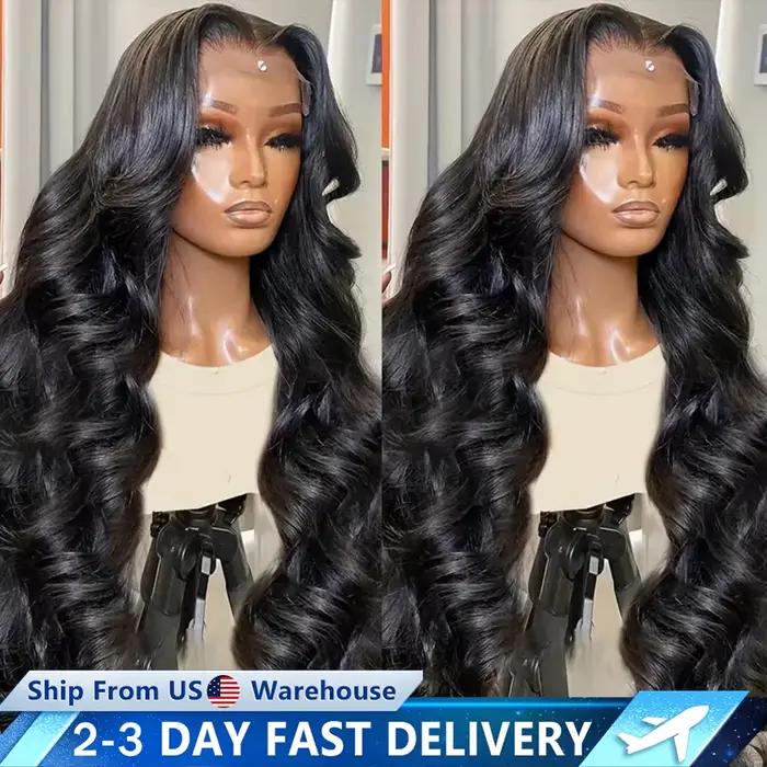 Perruque Lace Front Wig Body Wave Brésilienne Naturelle Sans Colle, Cheveux Humains, 13x4, 13x6, 34 