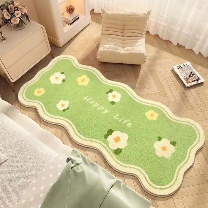 VIKAMA Tapis de sol doux et chaud pour chevet, tapis de chambre à coucher simple et haut de gamme, t