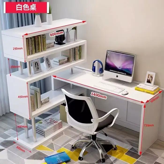 Bureau d'ordinateur moderne avec étagère, bureau debout avec étagère, étagère en bois de haute quali