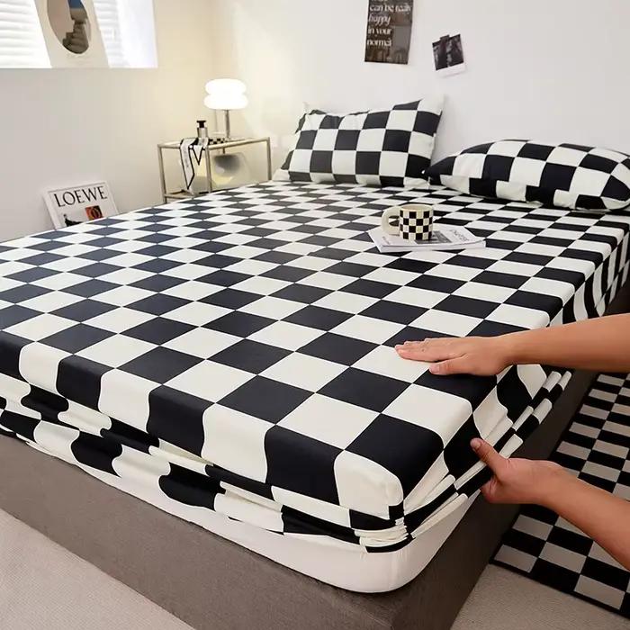 Nordic BedChat-Juste de matelas 100% coton, bande élastique tout autour, drap de lit ajusté pour lit