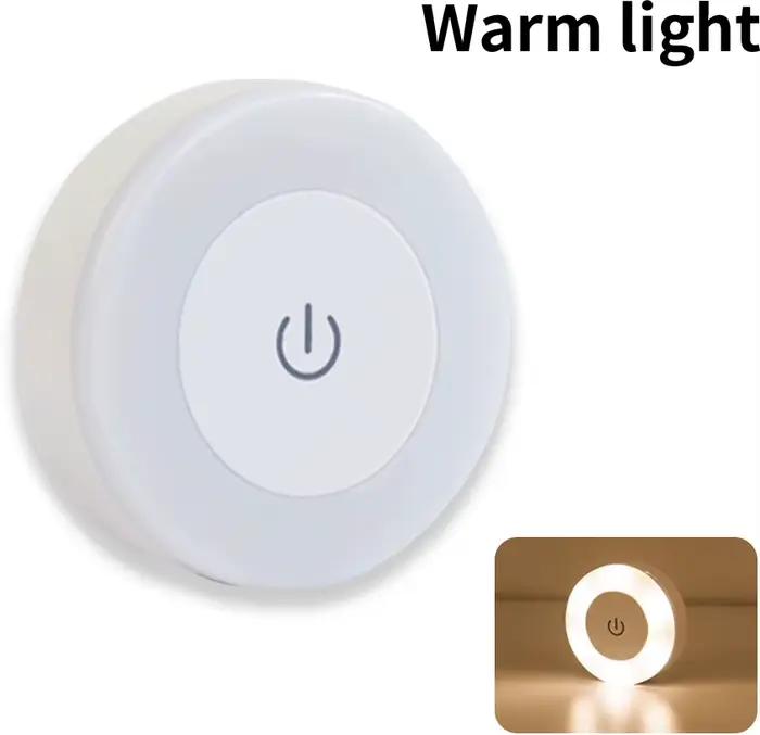 Lampe de chevet LED rechargeable à capteur tactile rond, veilleuse à intensité variable pour chambre