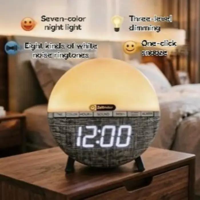 Réveil lumineux avec simulation d'aube, horloge de bureau avec lumières colorées, sons naturels, hor