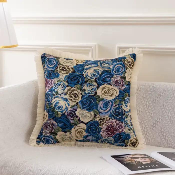 Oreiller Floral Vintage en coton et lin, pour la maison et les voyages, chambre à coucher, salon, ca