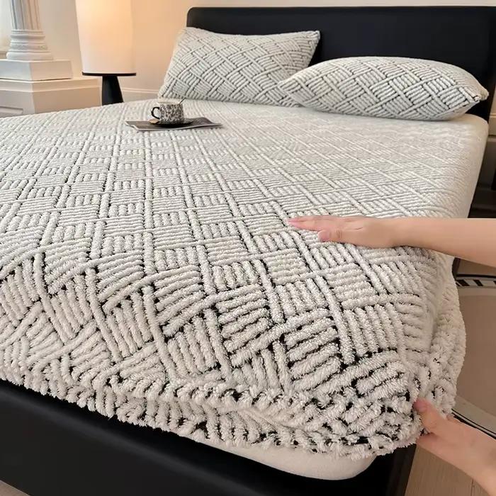 Drap de lit avec bande élastique, drap-housse simple/Queen/King, housse de matelas, drap-housse en m