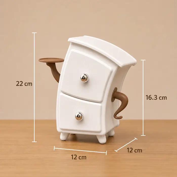 Boîte de rangement créative pour commode avec 2 tiroirs et plateau latéral pour bijoux, cosmétiques,