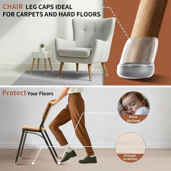 16 protections diagonales en silicone pour pieds de chaise et de table, anti-bruit
