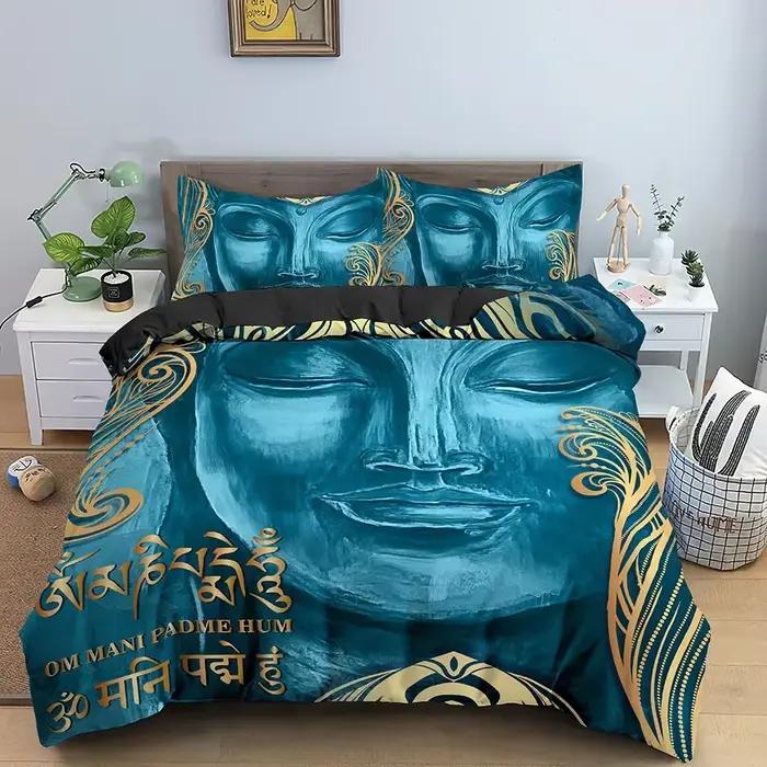 Parure de lit familiale bouddha, housse de couette Mandala, luxe, double, King Size, style bohème, a