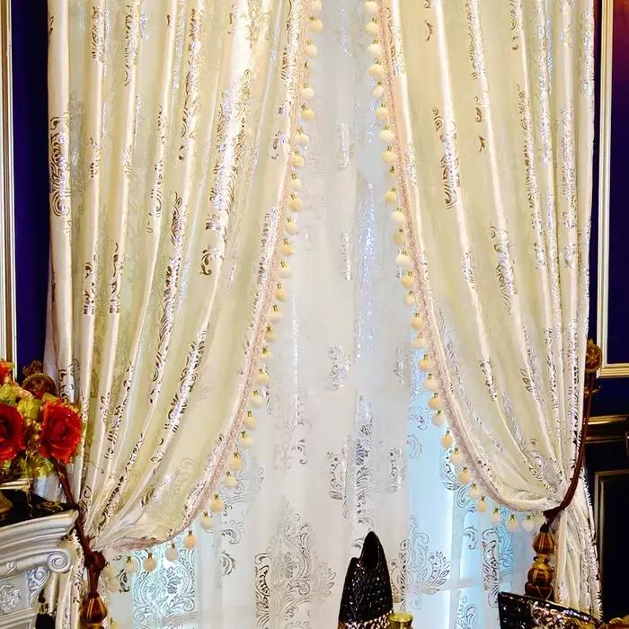 Rideaux en velours pour fenêtre, rideau blanc, rideau occultant luxueux, tulle pur, or, design europ