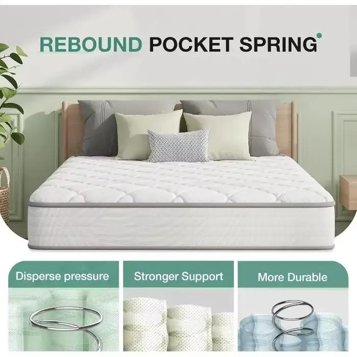 Matelas hybride moderne de haute qualité, matelas double de 8 pouces dans une boîte avec Support con