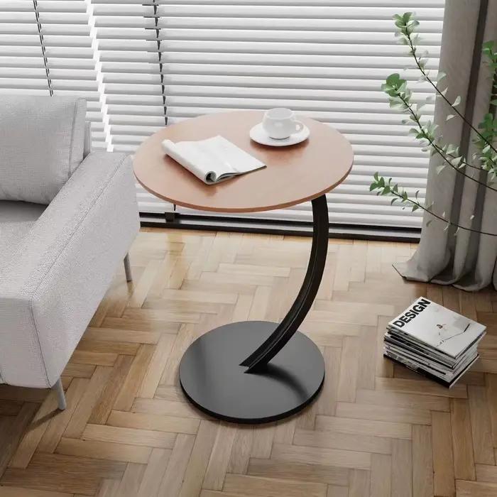 Petite Table d'appoint ronde minimaliste moderne scandinave, Table de chevet compacte, peu encombran