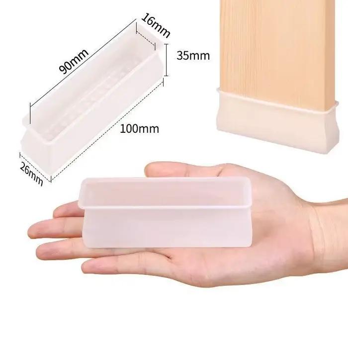Capuchons de pieds de chaise anti-ald, housse de pieds rectangulaire en silicone pour canapé en bois