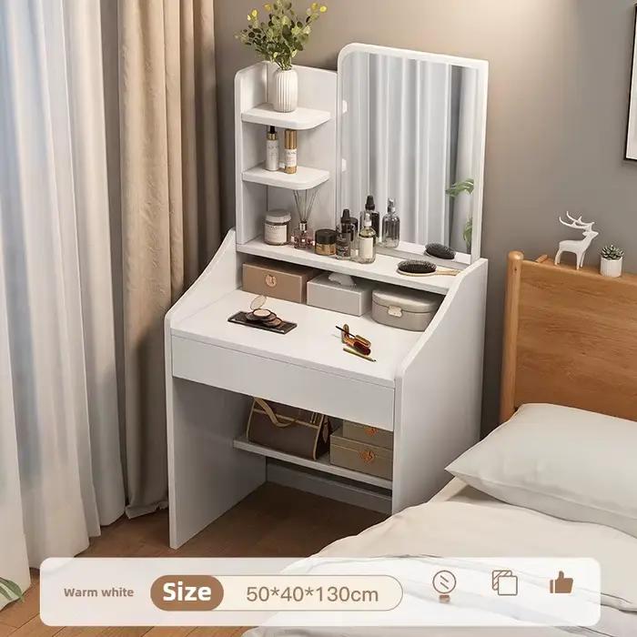 Commode de chambre à coucher avec miroir, table de maquillage, rangement pour petit appartement, tab