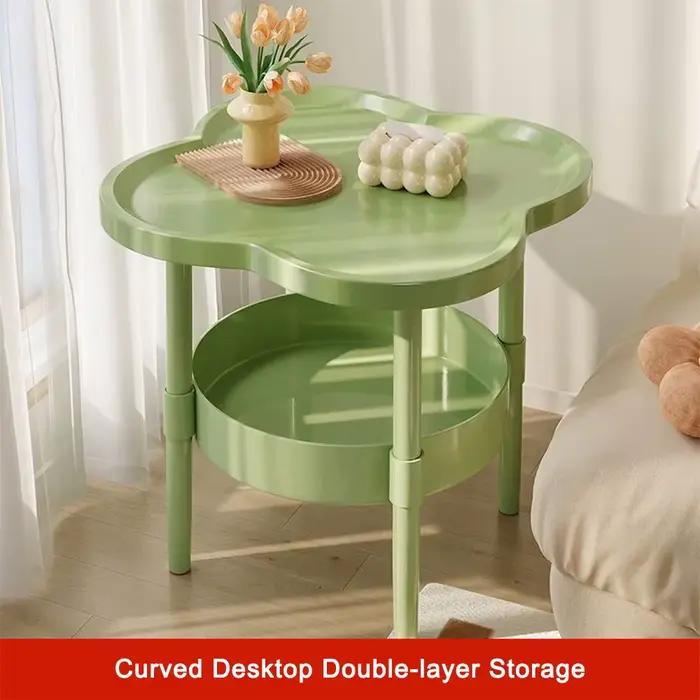 Table d'appoint moderne en plastique, 40x40CM, Double couche, petite Table de chevet facile à assemb