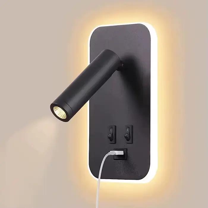 Applique murale rotative moderne avec Usb chambre étude salon hôtel chevet lecture Rotation mur LED 