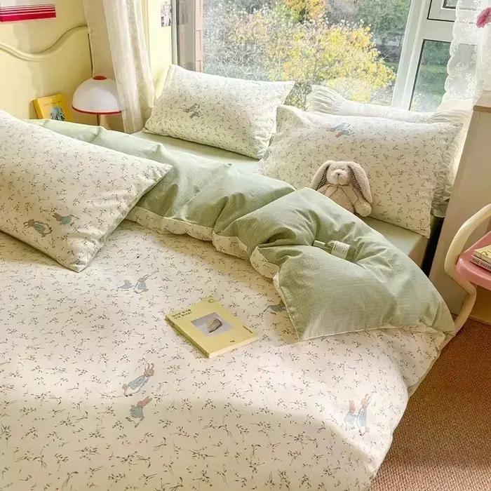 Ensemble de literie 100% coton à fleurs, sans draps, taille personnalisée, housse de couette Double,
