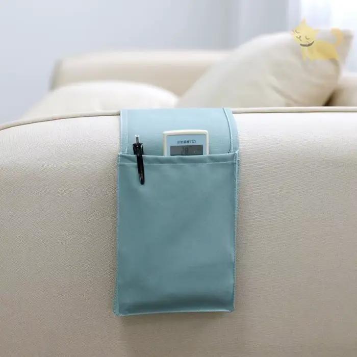 Sac de rangement de chevet en coton lin, sac de bureau, canapé, télécommande TV, poches de support