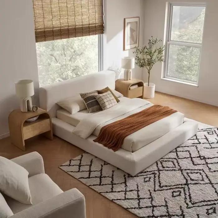 Cadre de lit Double Queen King Size en tissu doux, meubles de chambre à coucher au Design moderne, p