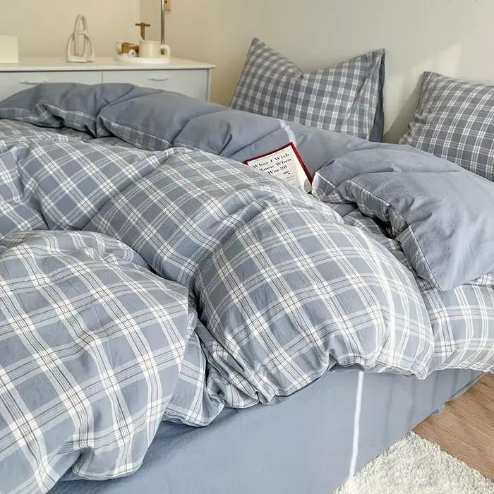 Ensemble de housse classique avec taies d'oreiller, drap plat, style nordique, sans couette, kit de 