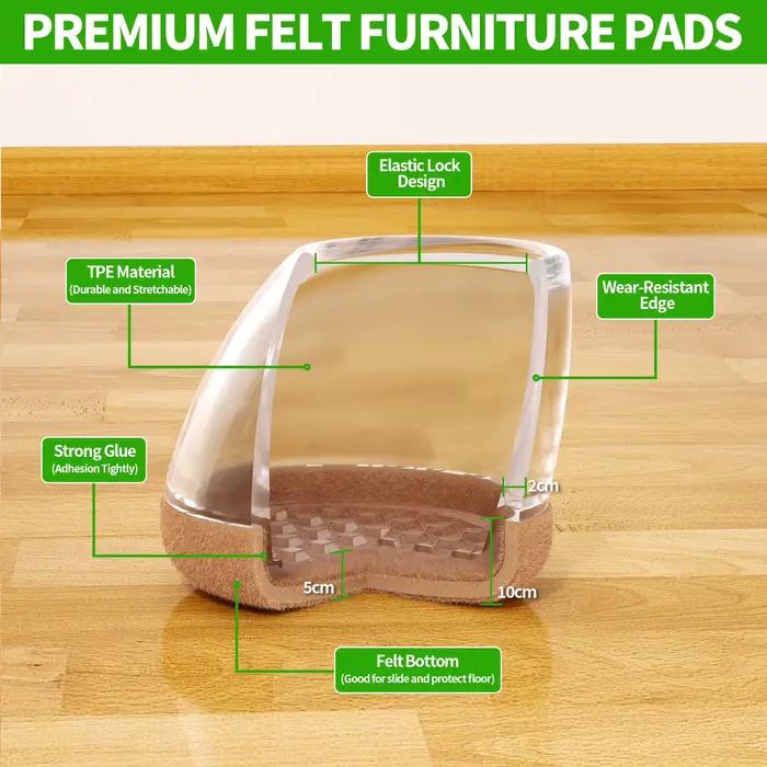 Protecteur de sol pour pieds de chaise, 8 pièces, couvre-pieds épais, coussinets en feutre, meubles 