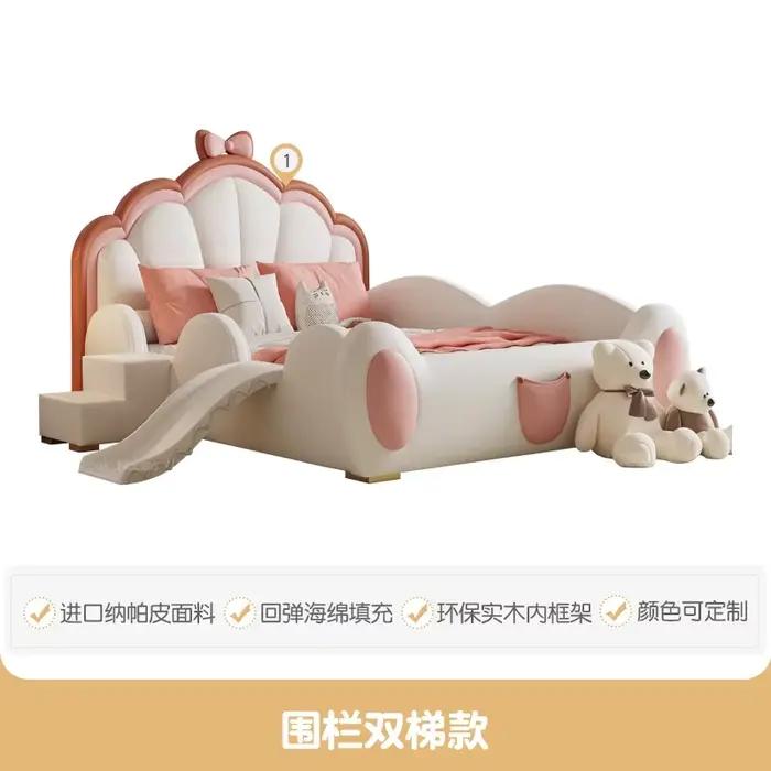 Lit simple King Size de luxe 120x200cm, toboggan avec échelle, lit pour enfants, jouer sur une tête 