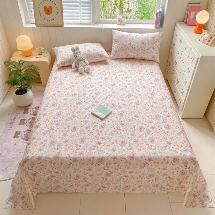 Drap de lit double 100% coton ou drap de lit et taies d'oreiller, doux, respectueux de la peau, impr