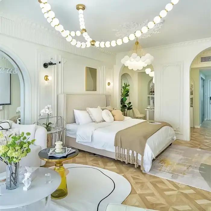 Cadre de lit confortable et élégant de 1,8 x 2 m, appartement minimaliste, lit européen, luxe nordiq