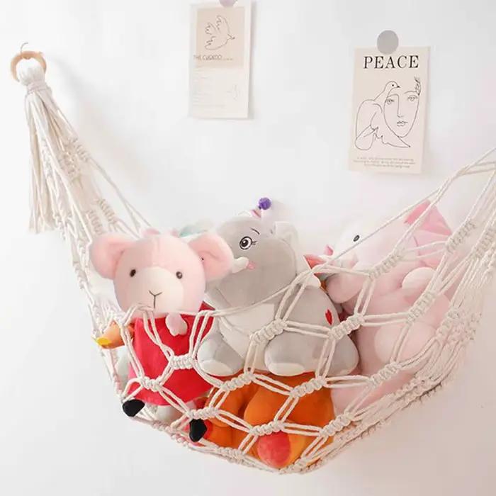 Hamac de rangement Boho en peluche, hamac en peluche, jouets en peluche, coin de chambre, Mesh, déco