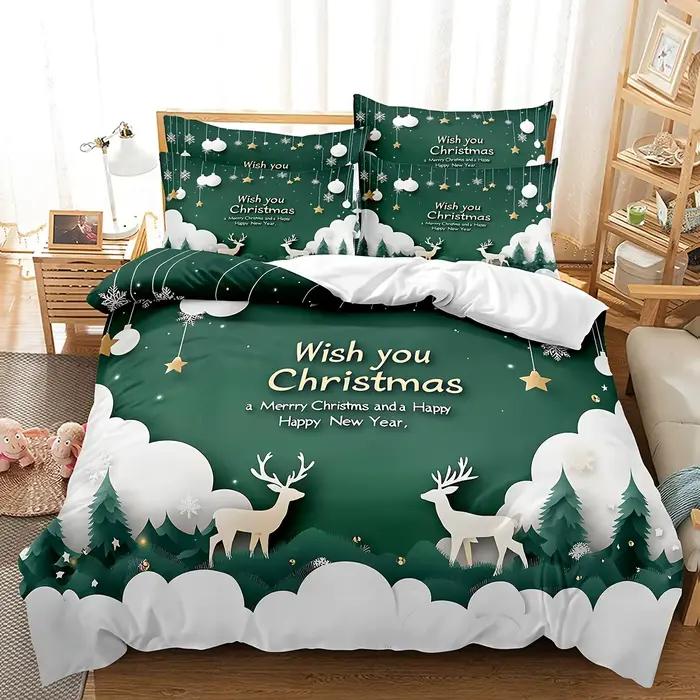 Wish You – ensemble de literie de noël, housse de couette imprimée en 3D, doux, simple, Double, cade
