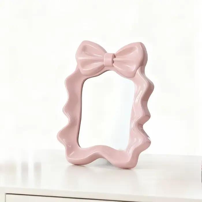 Miroir de maquillage de bureau à volants, miroir simple face pour dortoir, chambre à coucher, décora