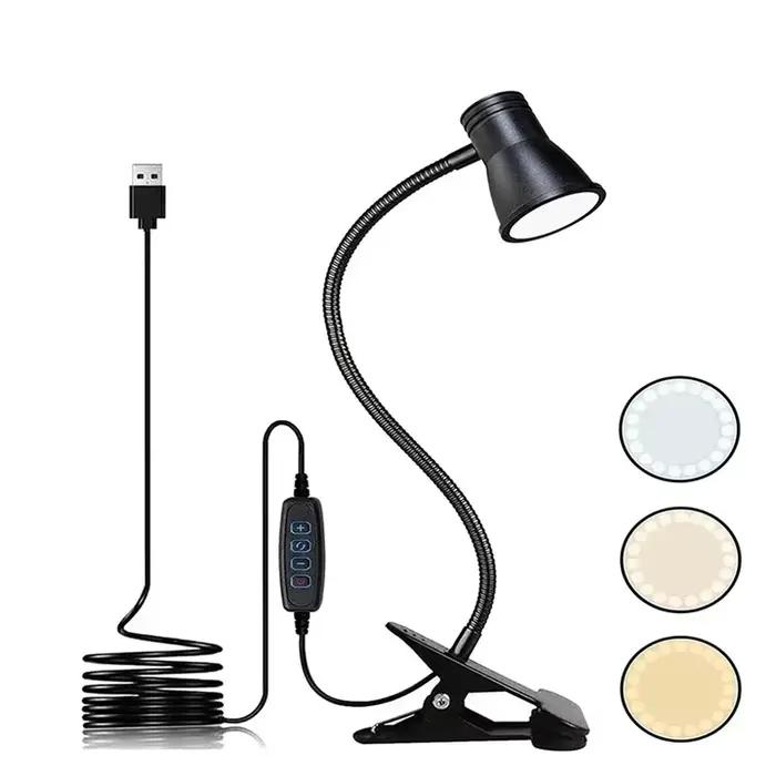 Lampe de bureau à clipser Lampe de bureau LED portable Lampe de livre de bureau Gradation continue c