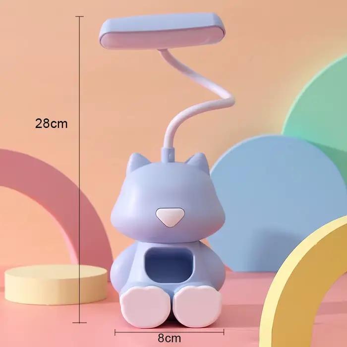 Lampe de bureau Led Flexible en forme de chat mignon et créatif, avec support pour téléphone, lampe 