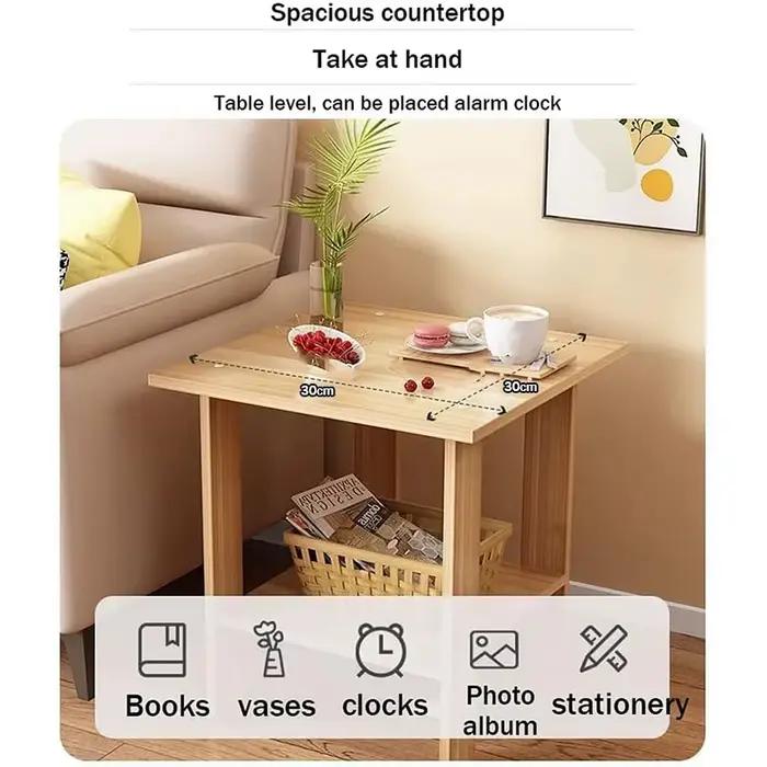 Table de chevet Simple en bois massif, table de nuit Double couche, salon, canapé, Table d'appoint, 