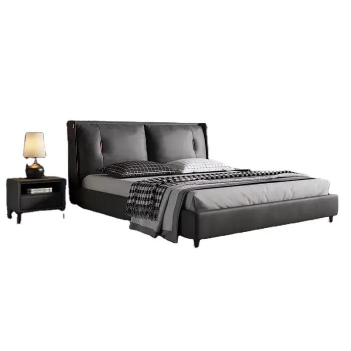 Gros moderne dernière conception lit rembourrage luxe en cuir lit king size Simple Double moderne li