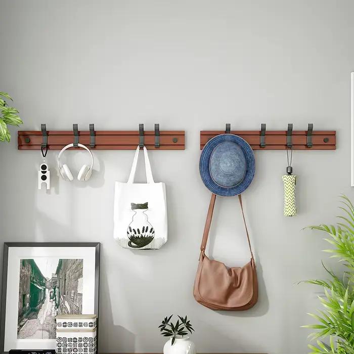 Porte-manteau mural double style nordique pour la maison, organisateur de crochets pour couloir, cha