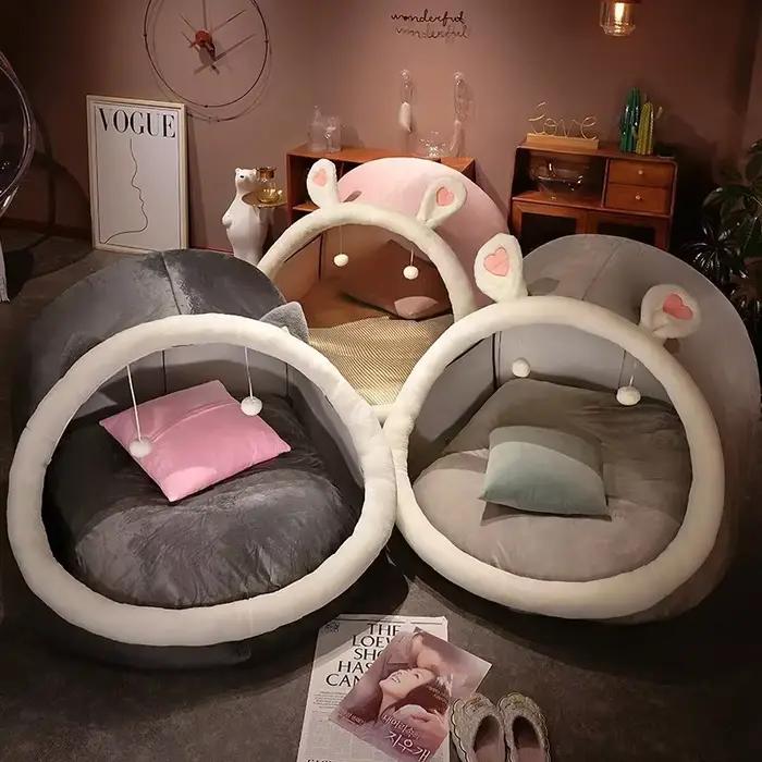 Canapé paresseux au sol, Nid de chat, Coussins de Noël, Coussin d'assise, Tente en peluche mignonne 