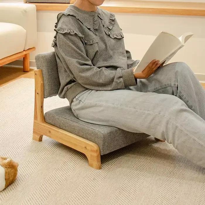 Chaise de sol en bois massif de Style japonais, siège Tatami à dossier bas pour baie vitrée, taboure