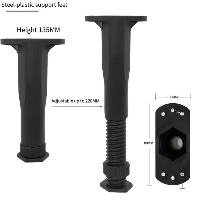 Pieds télescopiques pour meubles, support de meuble en plastique et acier, support réglable en haute