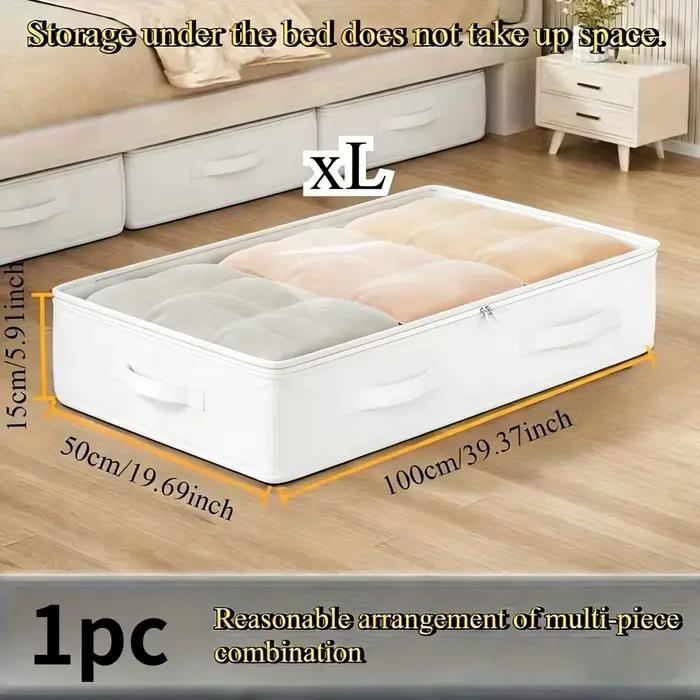 3 boîtes de rangement sous le lit blanches |   Pliable, multifonctionnel pour couvertures, robes, éd