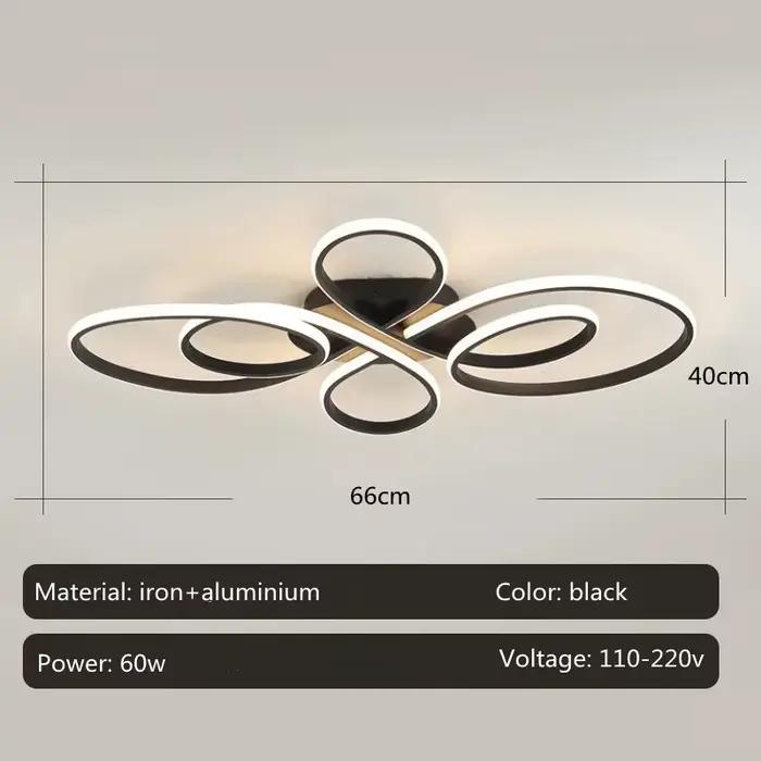 Luminaires de plafond modernes pour salon, noir/blanc, télécommande LED, éclairage au sol bas, lumin