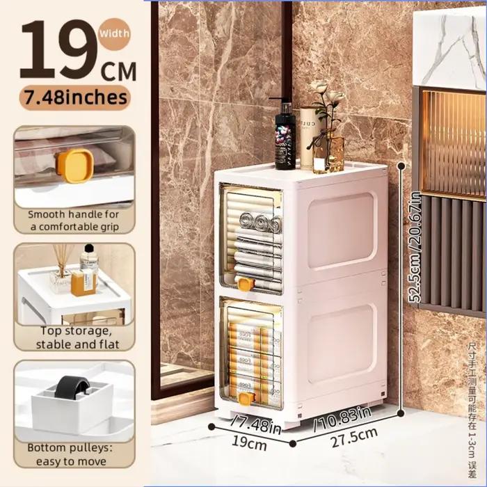 Armoire étroite de 19cm avec couvercle rabattable, étagères réglables de grande capacité, organisate