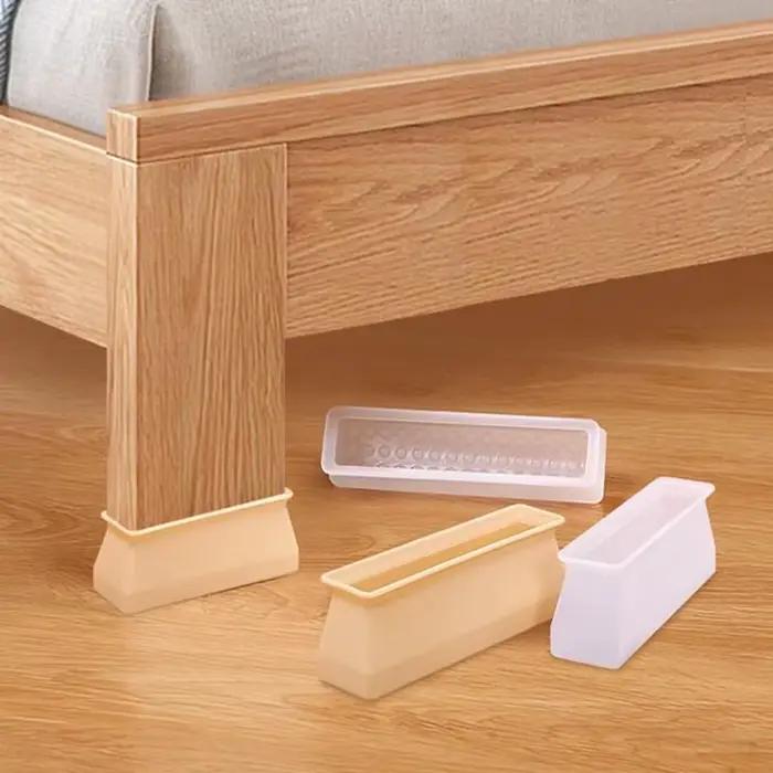Capuchons de pieds de chaise anti-ald, housse de pieds rectangulaire en silicone pour canapé en bois