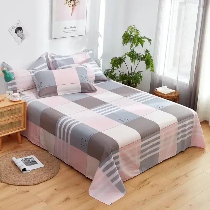 Drap de lit 100% coton, linge de maison, couleur unie, couvre-lit pour King et Queen Size, sans taie