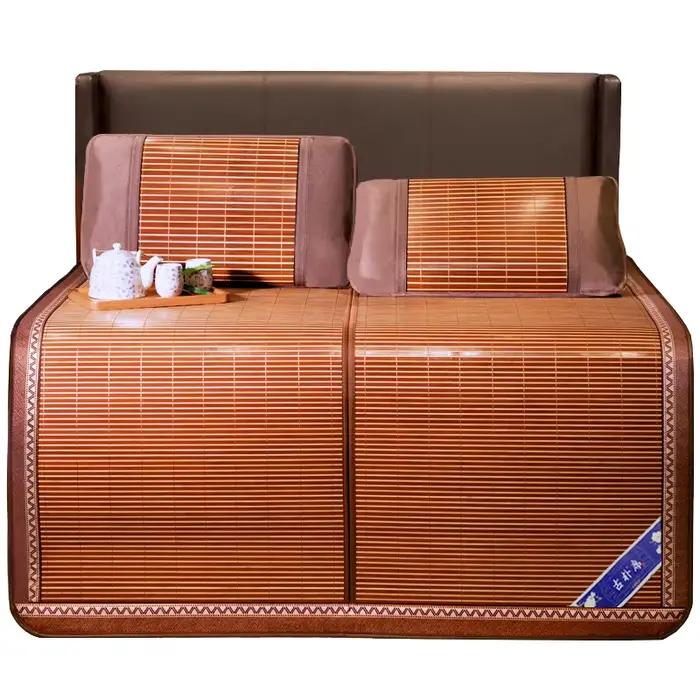 Tapis de bambou carbonisé naturel, matelas de paille pour dormir nu, en soie glacée, à double usage,