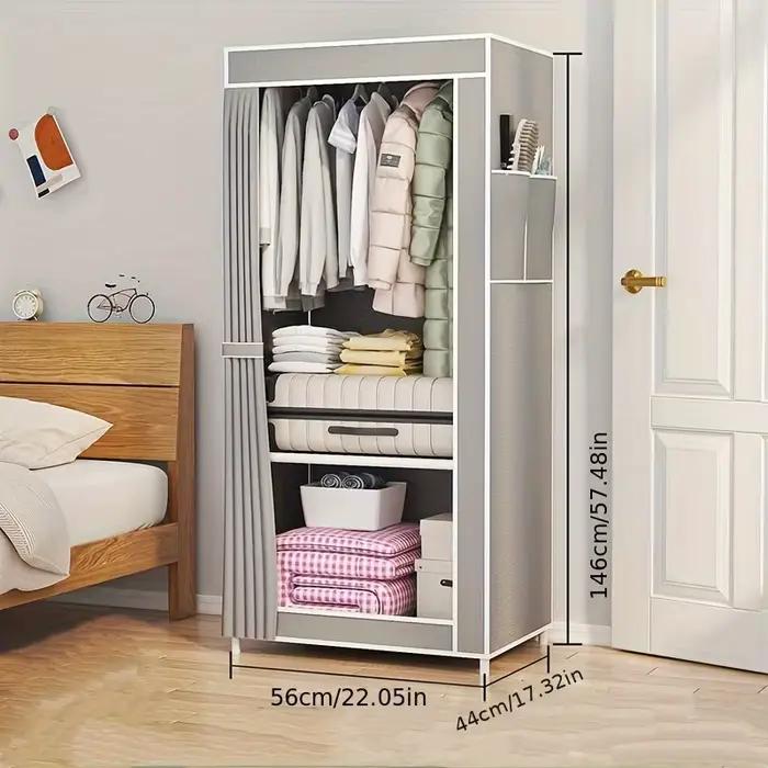 Armoire Portable Simple Autoportante Grande Capacité pour Rangement Quotidien de Vêtements et Couett