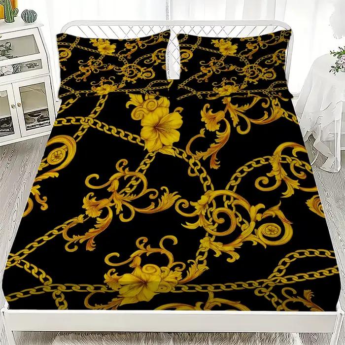 Drap de lit de luxe en Polyester, drap-housse doux à impression numérique sans taie d'oreiller, déco