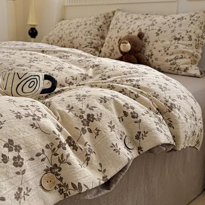 Ins – ensemble de literie princesse, housse de couette florale Simple, taies d'oreiller, drap plat, 