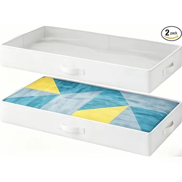 Conteneur de rangement sous lit 2 pièces, 2 boîtes de rangement fines sous le lit, boîte de rangemen