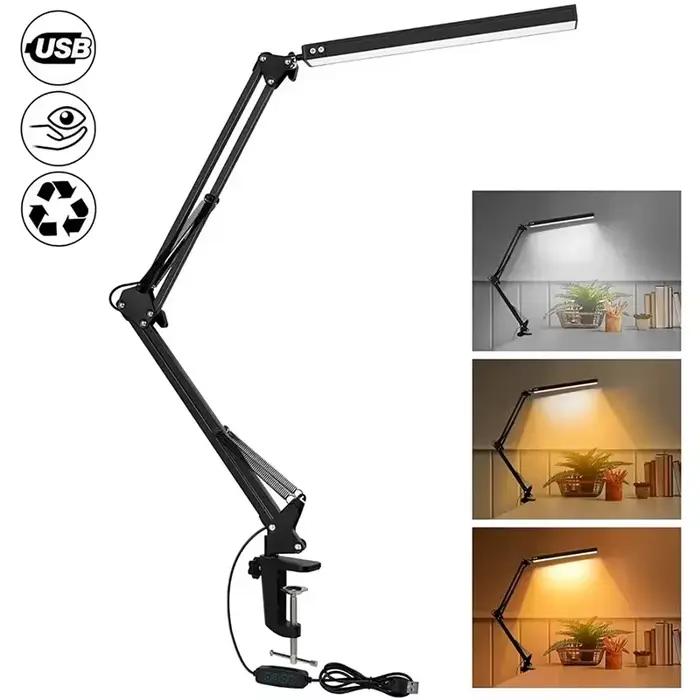 NOUVEAU 2026 Lampe de bureau LED à 3 modes de luminosité réglable avec pince, 10 niveaux de luminosi